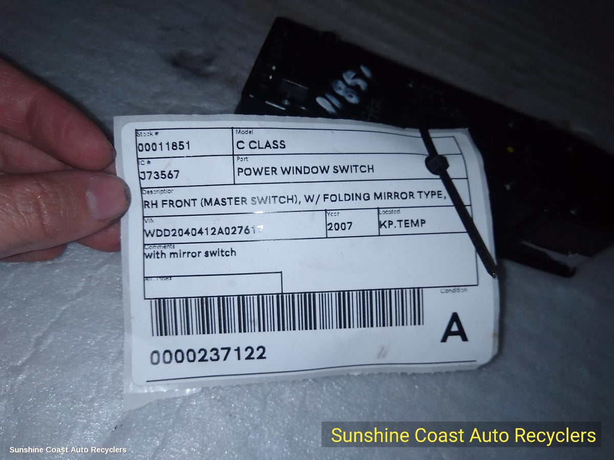 2007-2011 Mercedes C Class Pwr Dr Wind Switch
