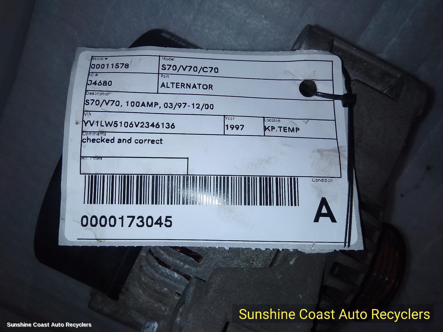 1997 Volvo S70/v70/c70 Alternator