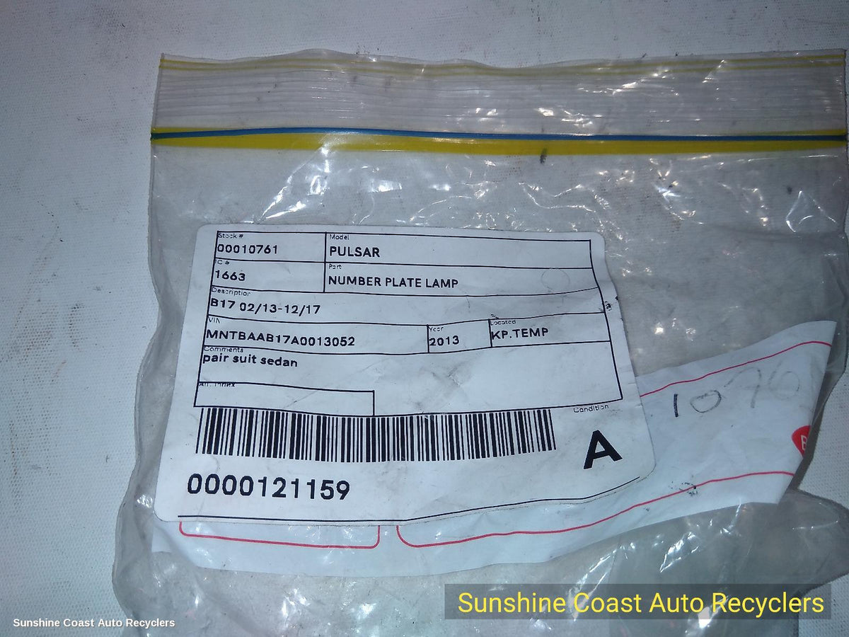2013-2017 Nissan Pulsar Number Plate Lamp