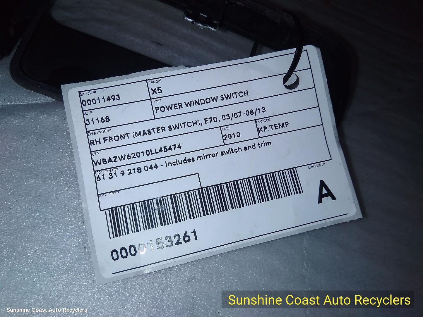 2010 Bmw X5 Pwr Dr Wind Switch