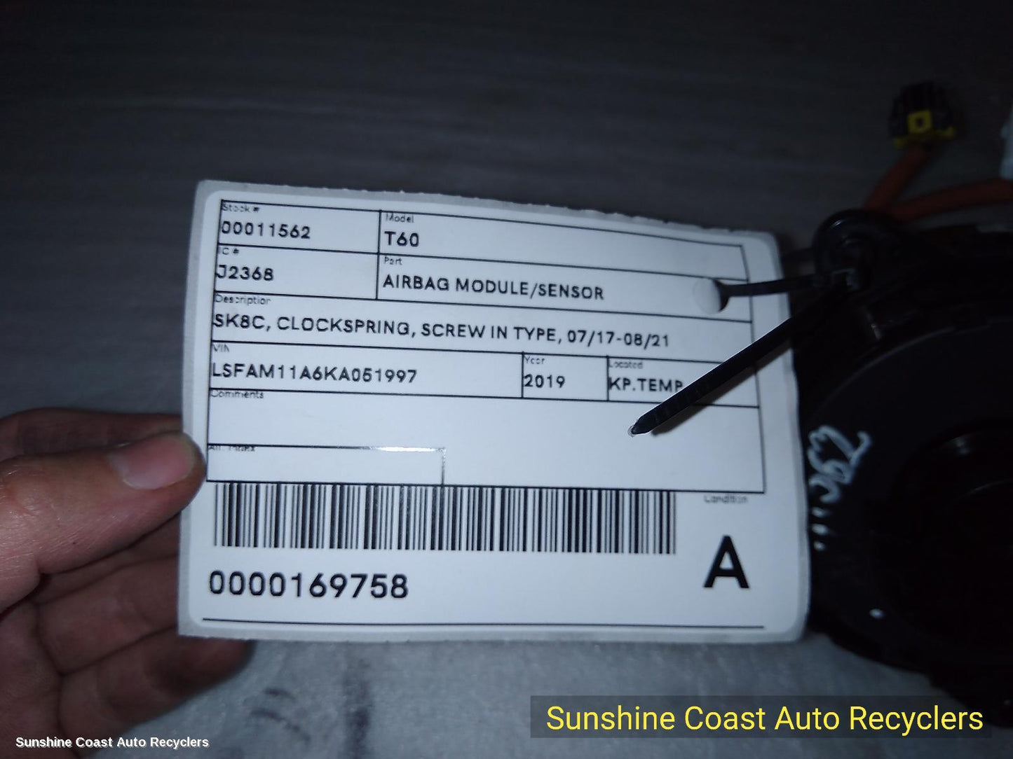2019 Ldv T60 Airbag Module Sensor