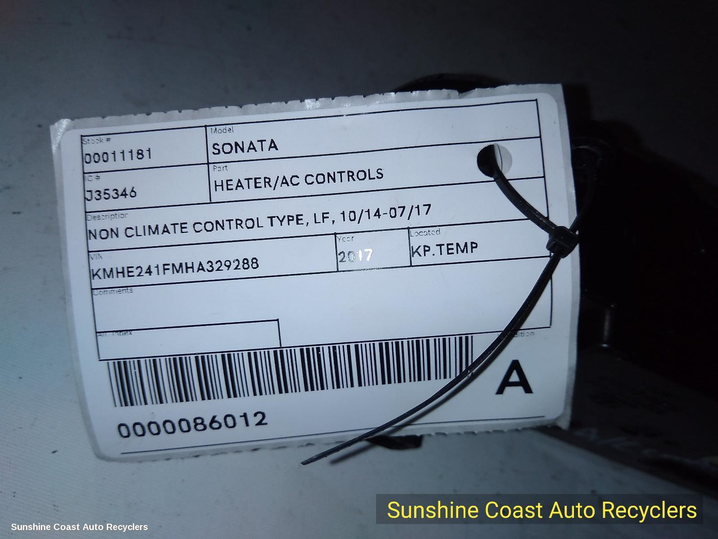 2017 Hyundai Sonata Heater Ac Controls