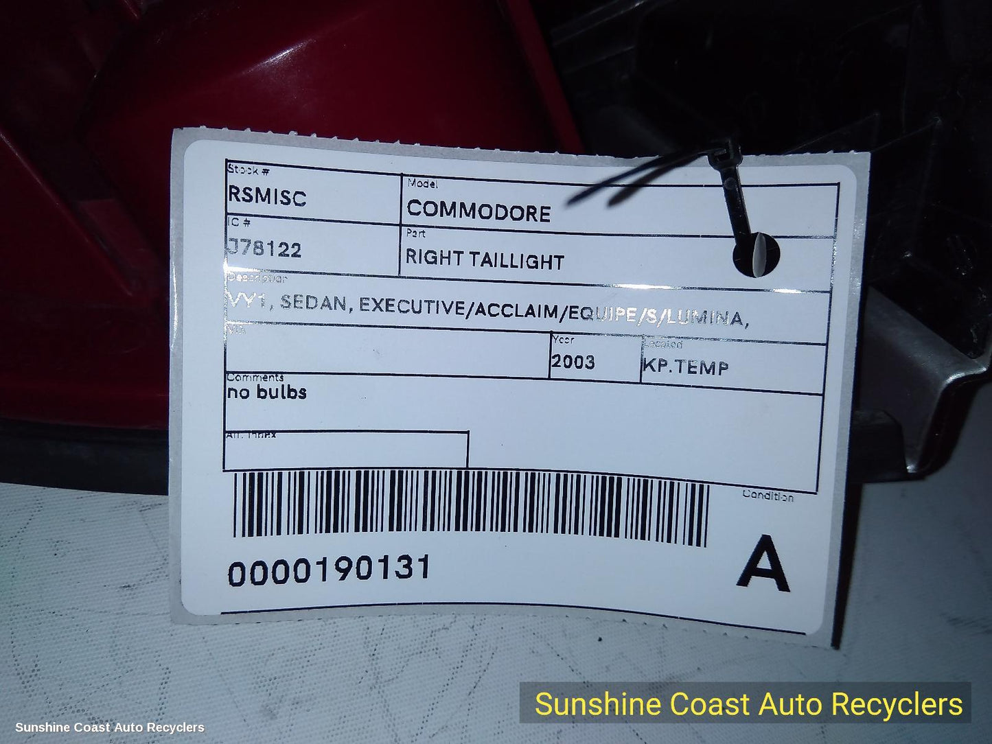 2003 Holden Commodore Right Taillight