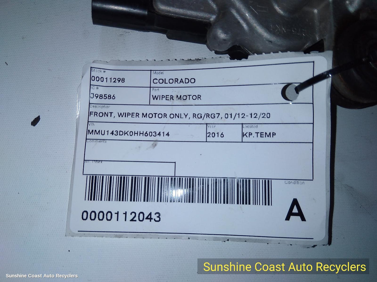 2012-2020 Holden Colorado Wiper Motor