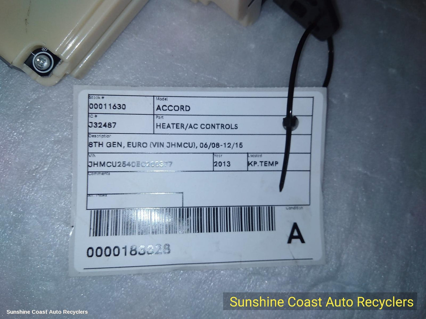 2013 Honda Accord Heater Ac Controls