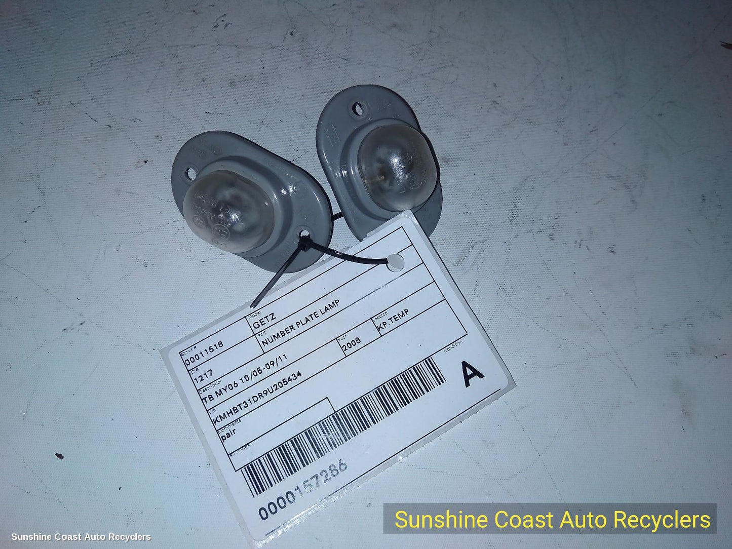 2008 Hyundai Getz Number Plate Lamp