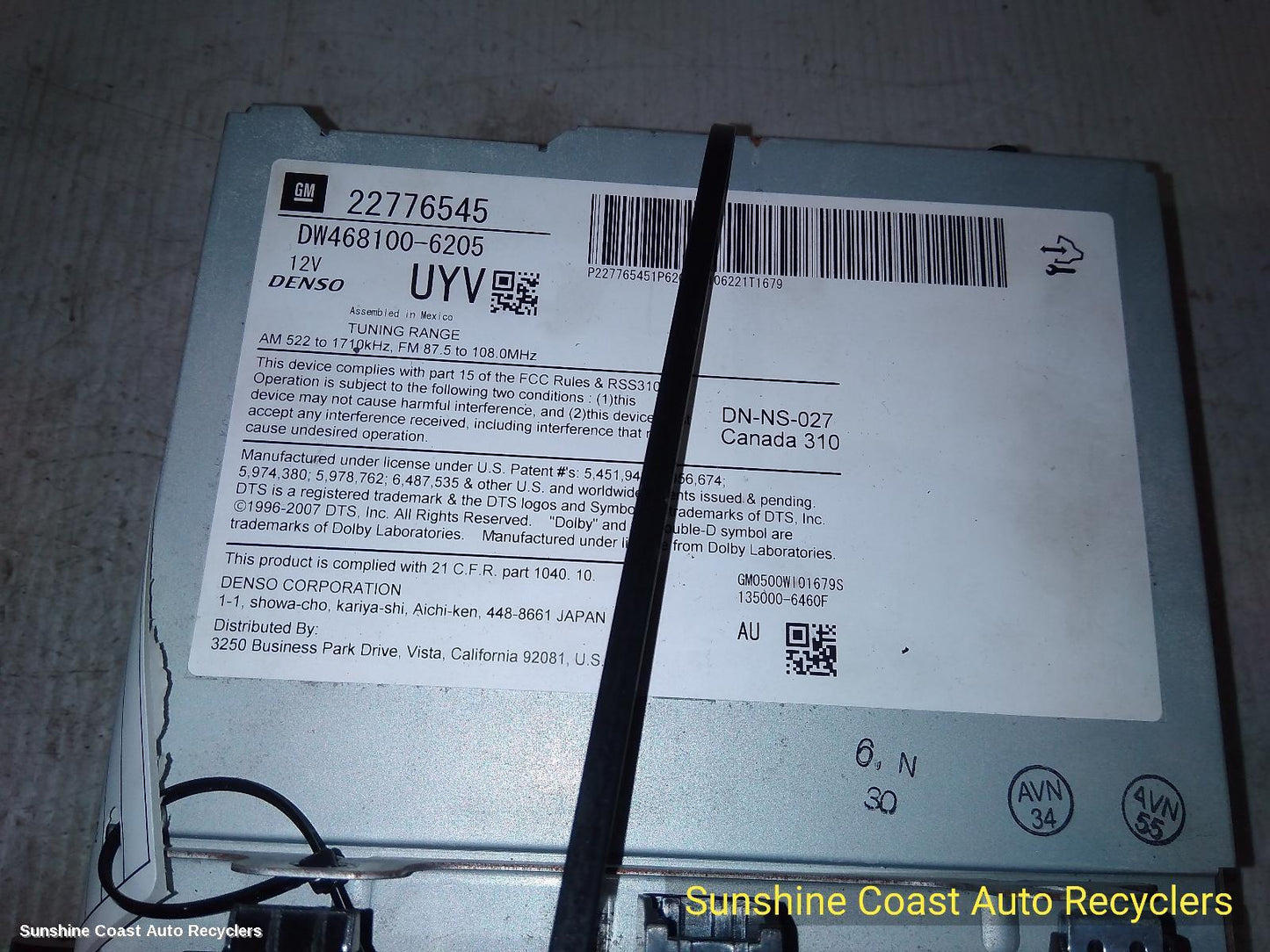 2011 Holden Cruze Radio Cd Dvd Sat Tv