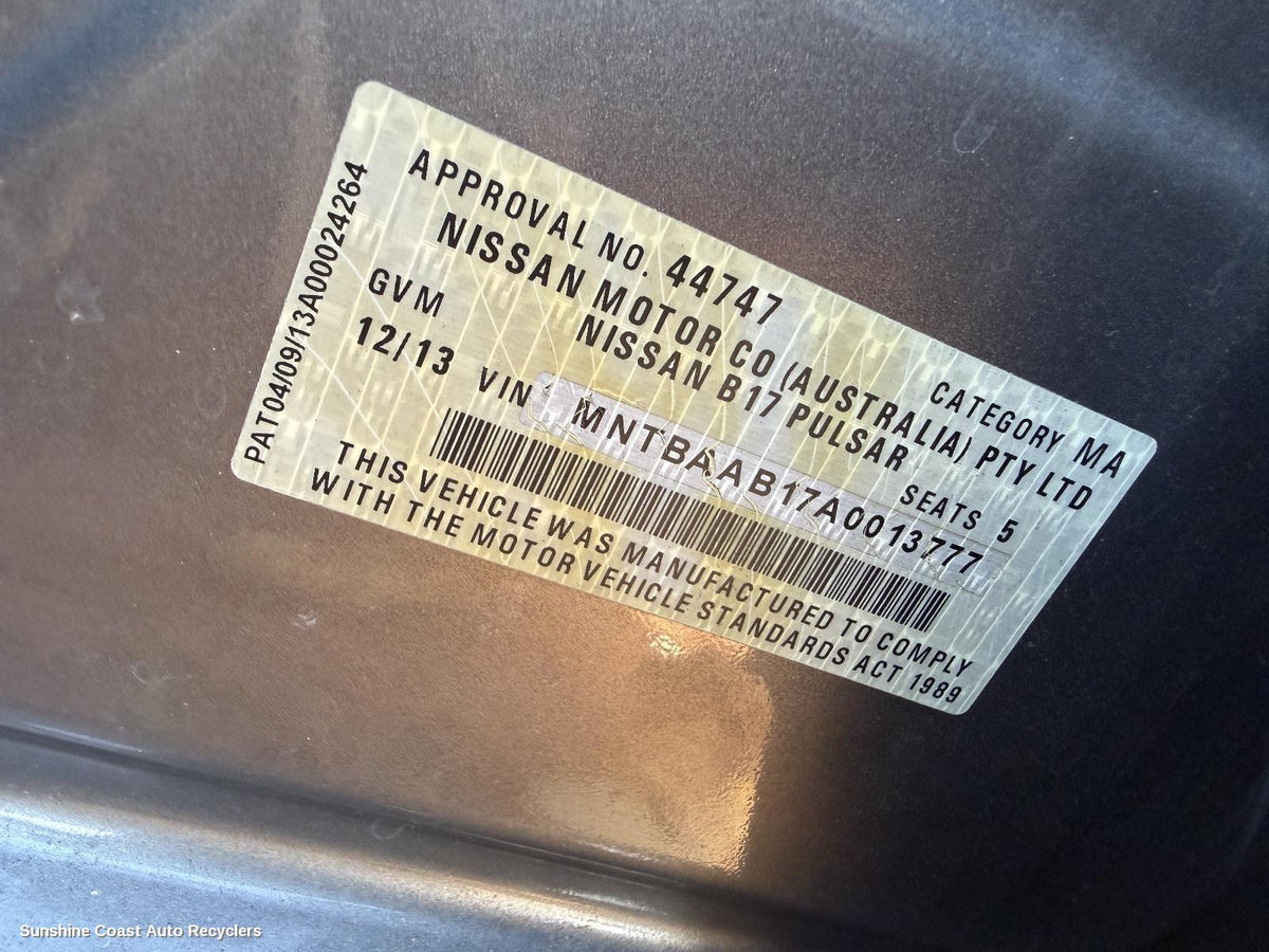 2012-2017 Nissan Pulsar Engine