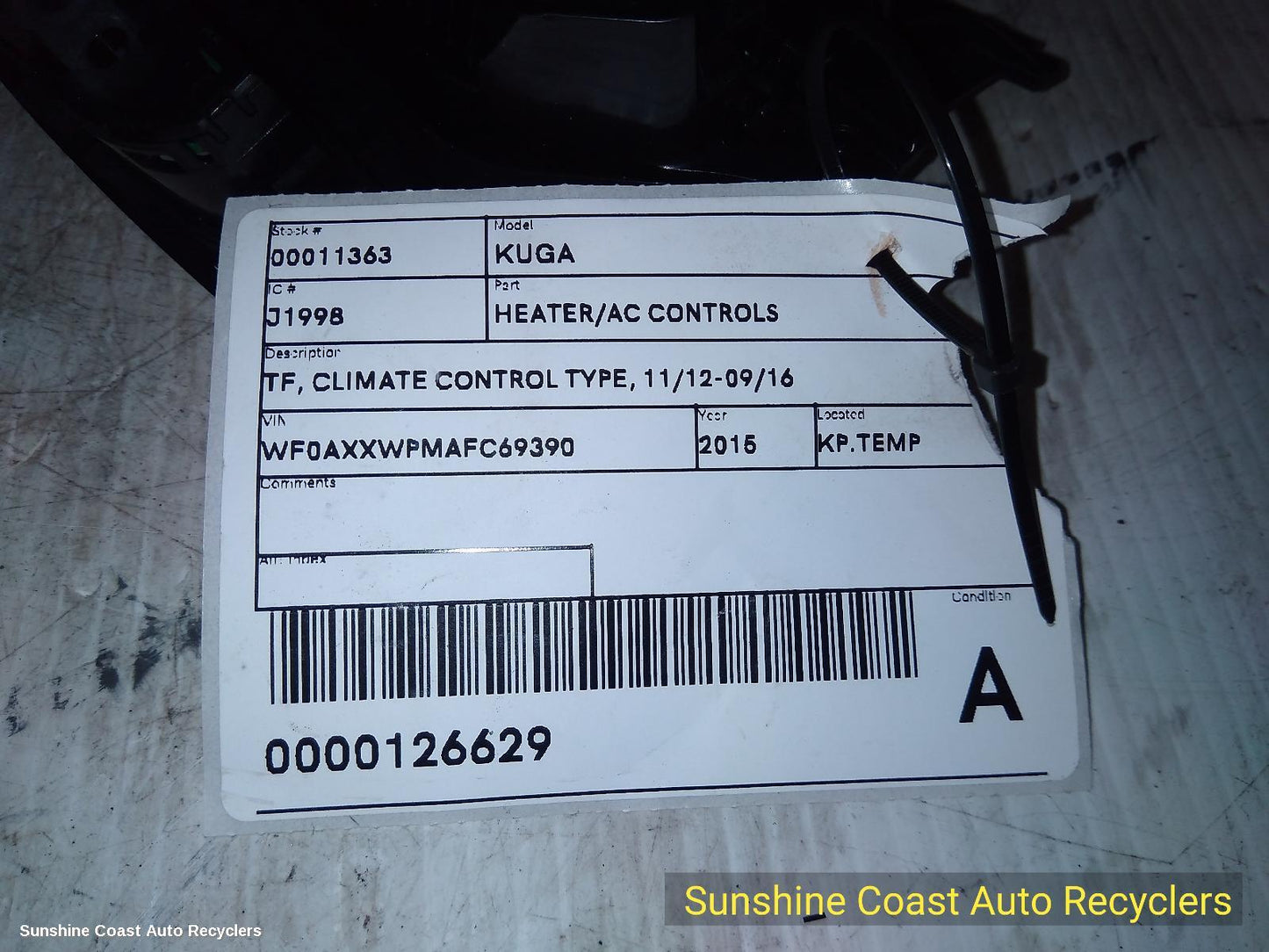 2015 Ford Kuga Heater Ac Controls