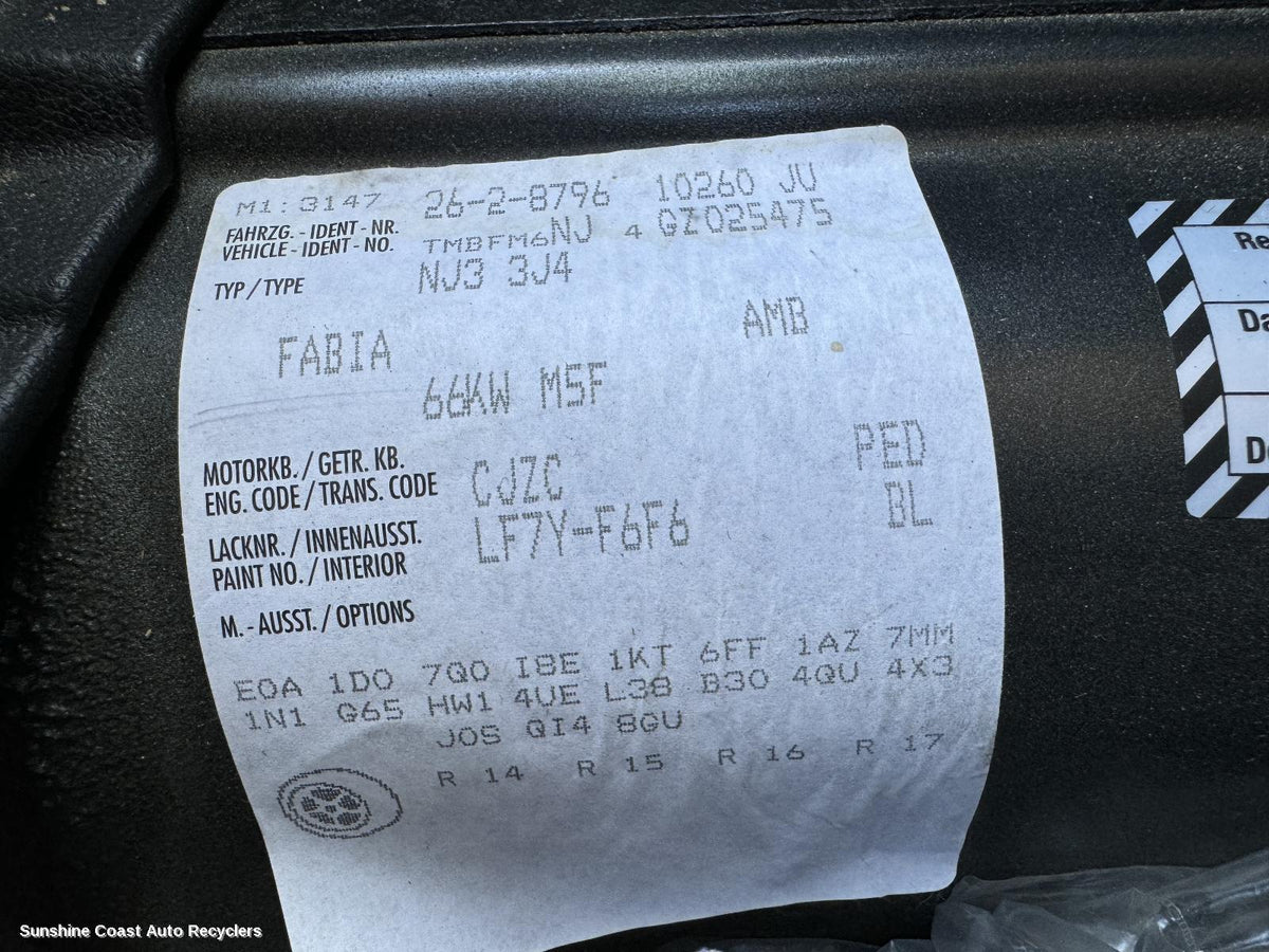 2015-2017 Skoda Fabia Trans Gearbox