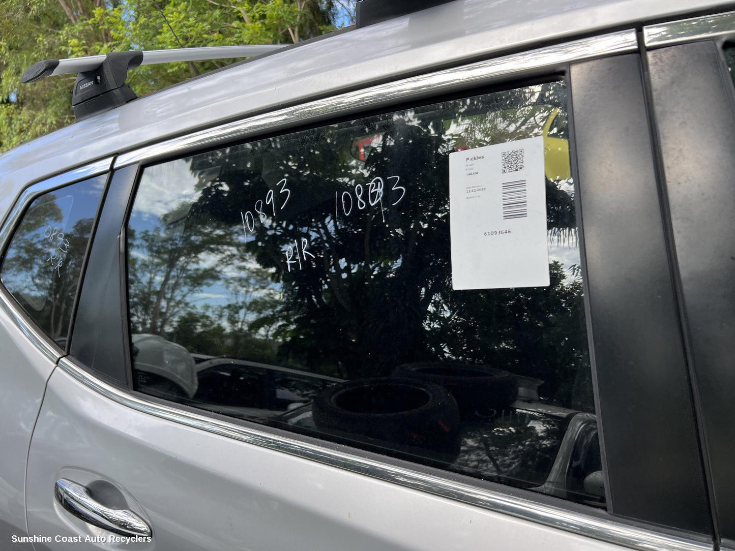 2016 Nissan Xtrail Right Rear Door Window
