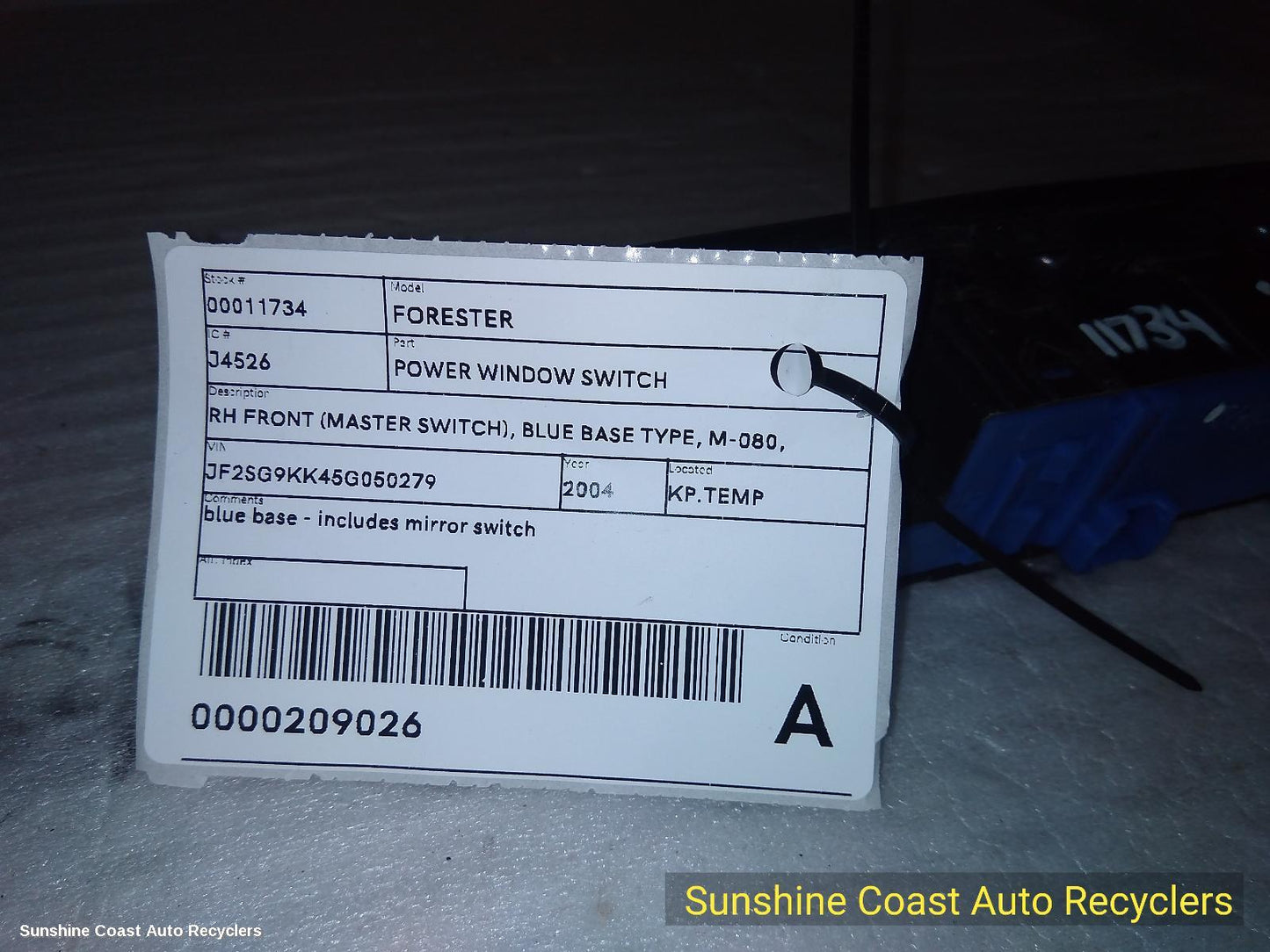 2002-2005 Subaru Forester Pwr Dr Wind Switch