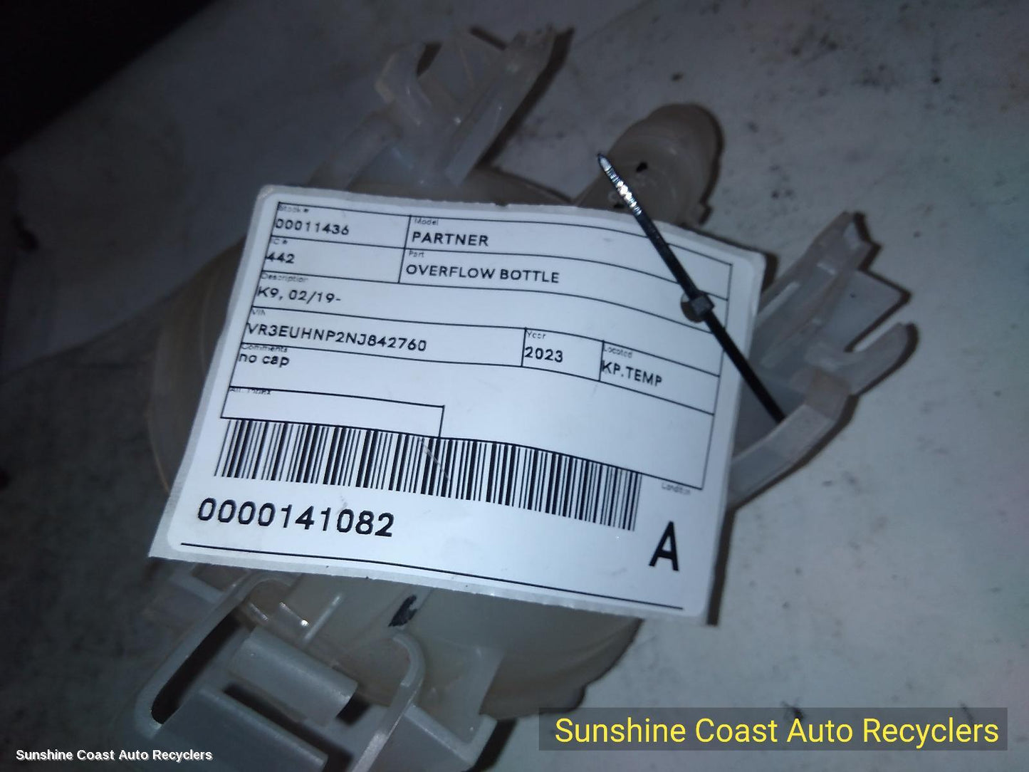 2019-2026 Peugeot Partner Overflow Bottle