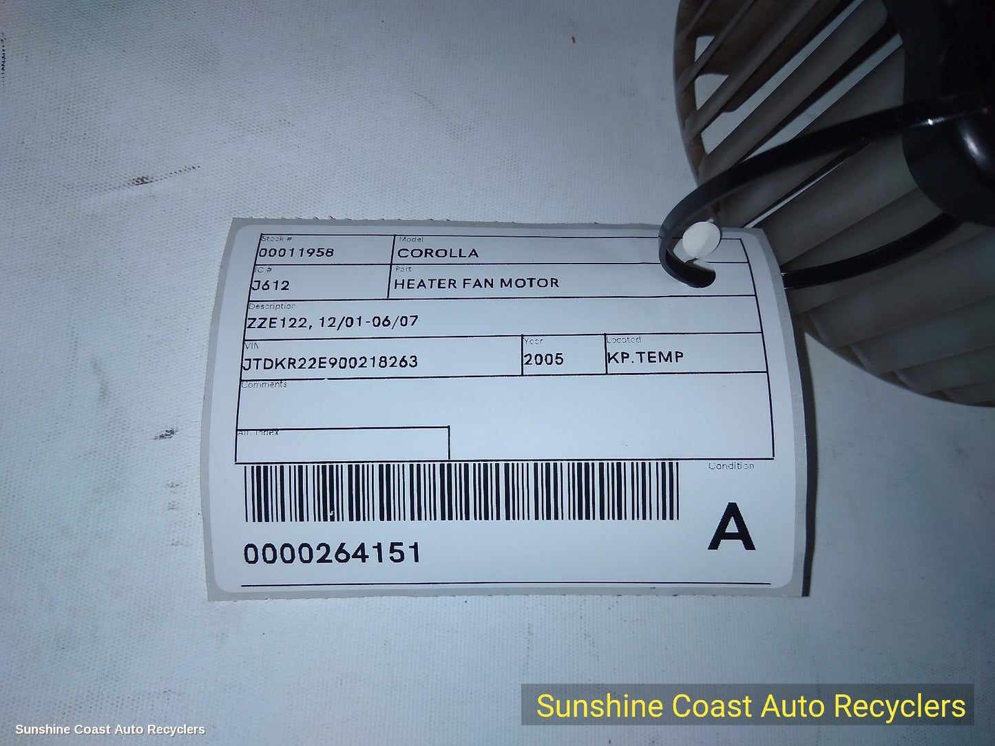 2001-2007 Toyota Corolla Heater Fan Motor