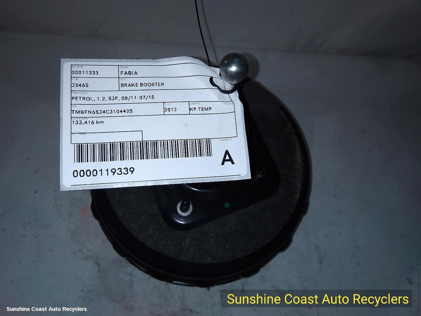 2012 Skoda Fabia Brake Booster