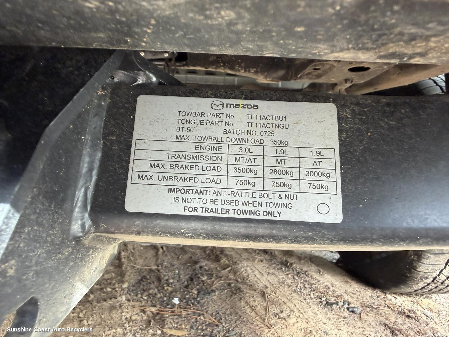 2020-2026 Mazda Bt50 Towbar