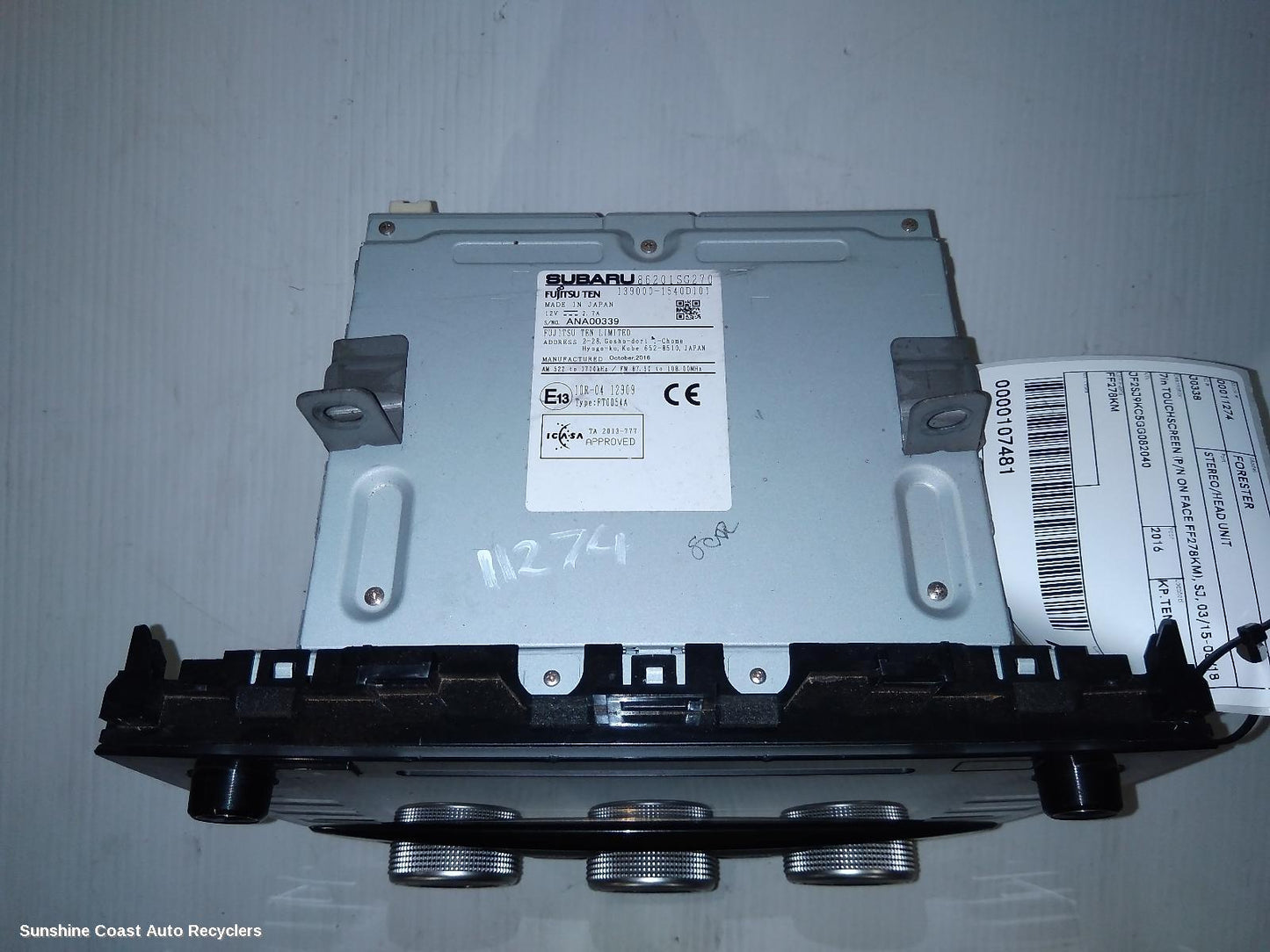 2016 Subaru Forester Radio Cd Dvd Sat Tv