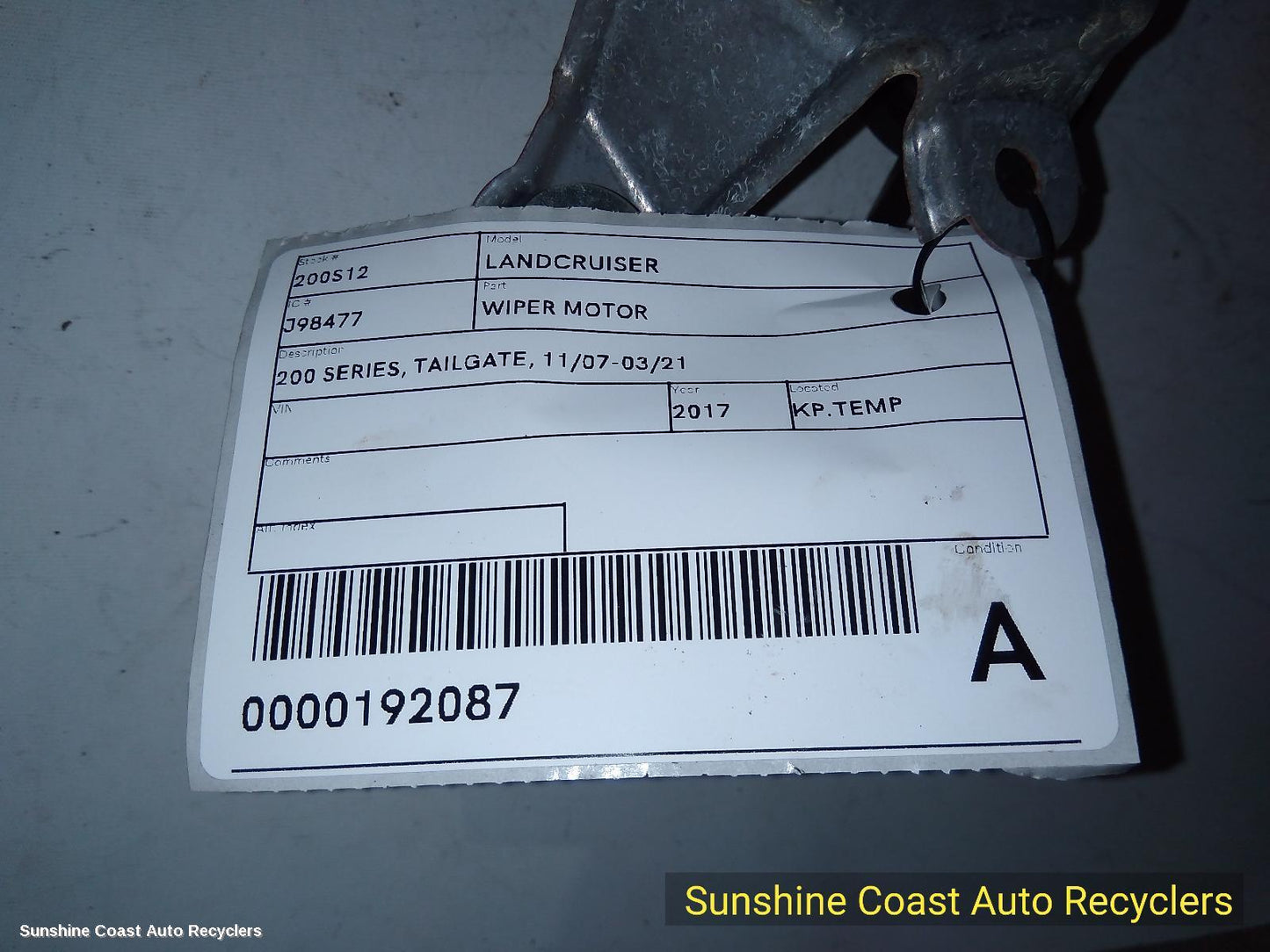 2017 Toyota Landcruiser Wiper Motor