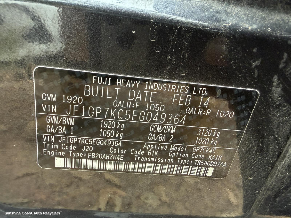 2013-2015 Subaru Impreza Trans Gearbox