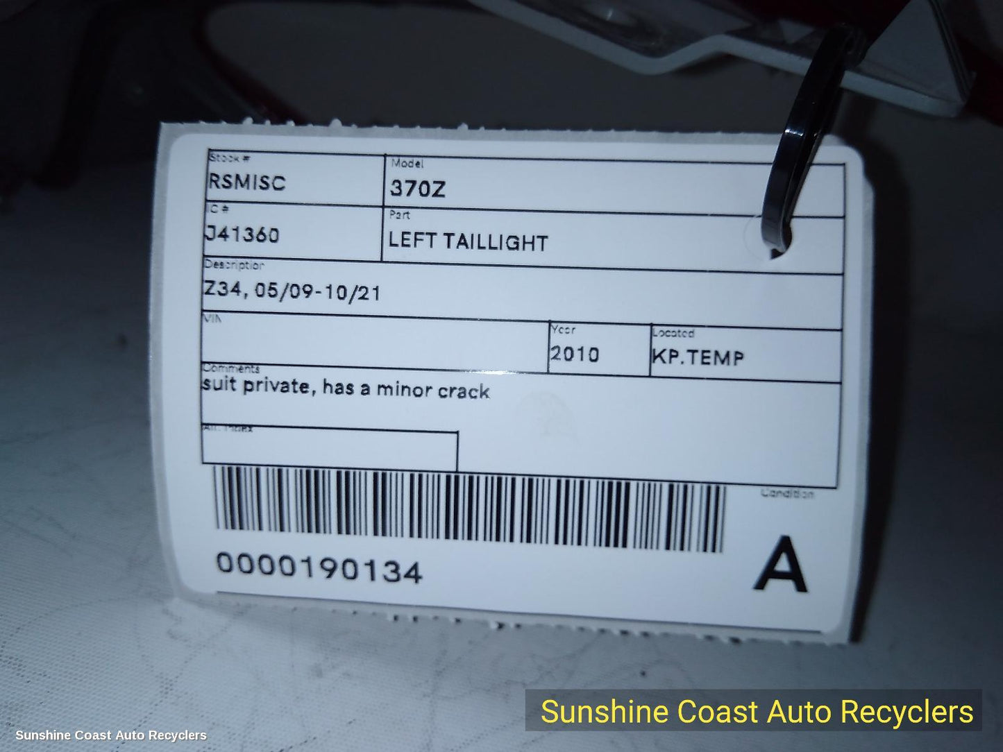 2010 Nissan 370z Left Taillight