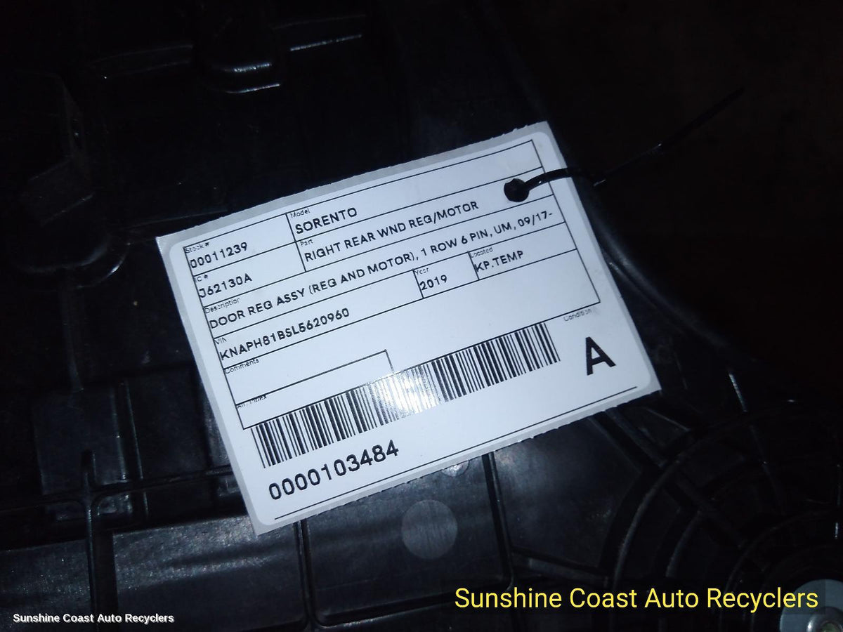 2017-2020 Kia Sorento Right Rear Wnd Reg Motor