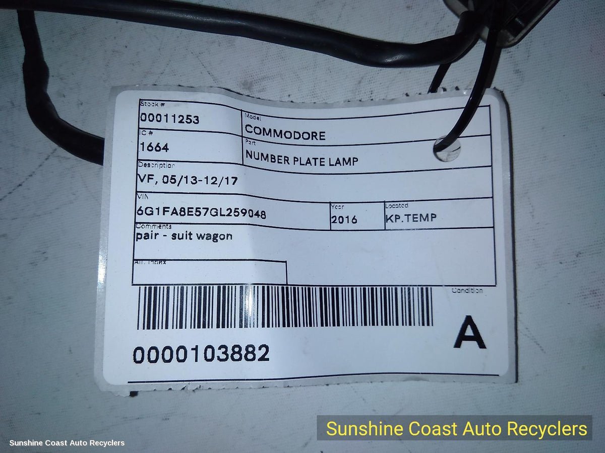 2013-2017 Holden Commodore Number Plate Lamp