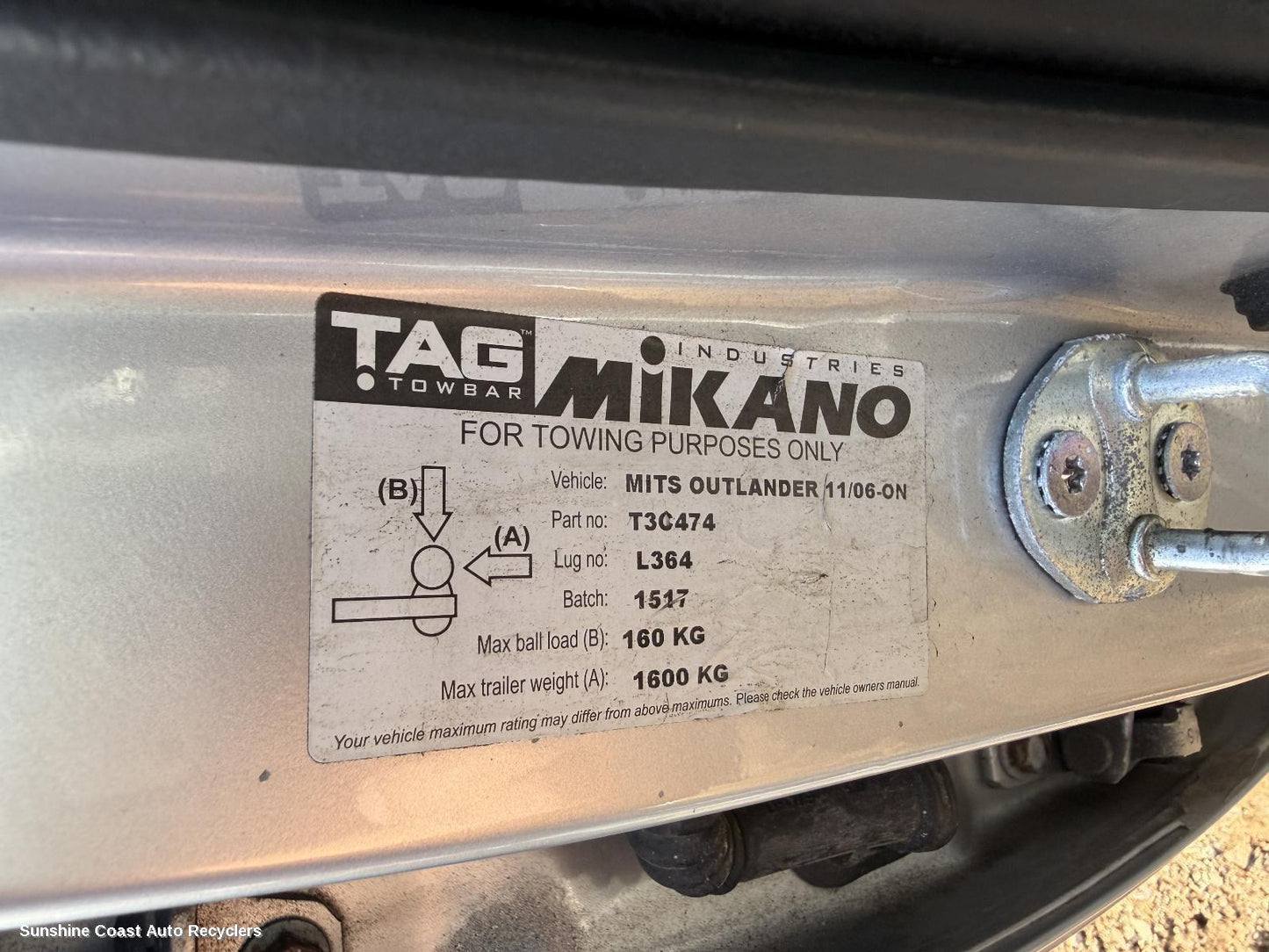 2006-2012 Mitsubishi Outlander Towbar