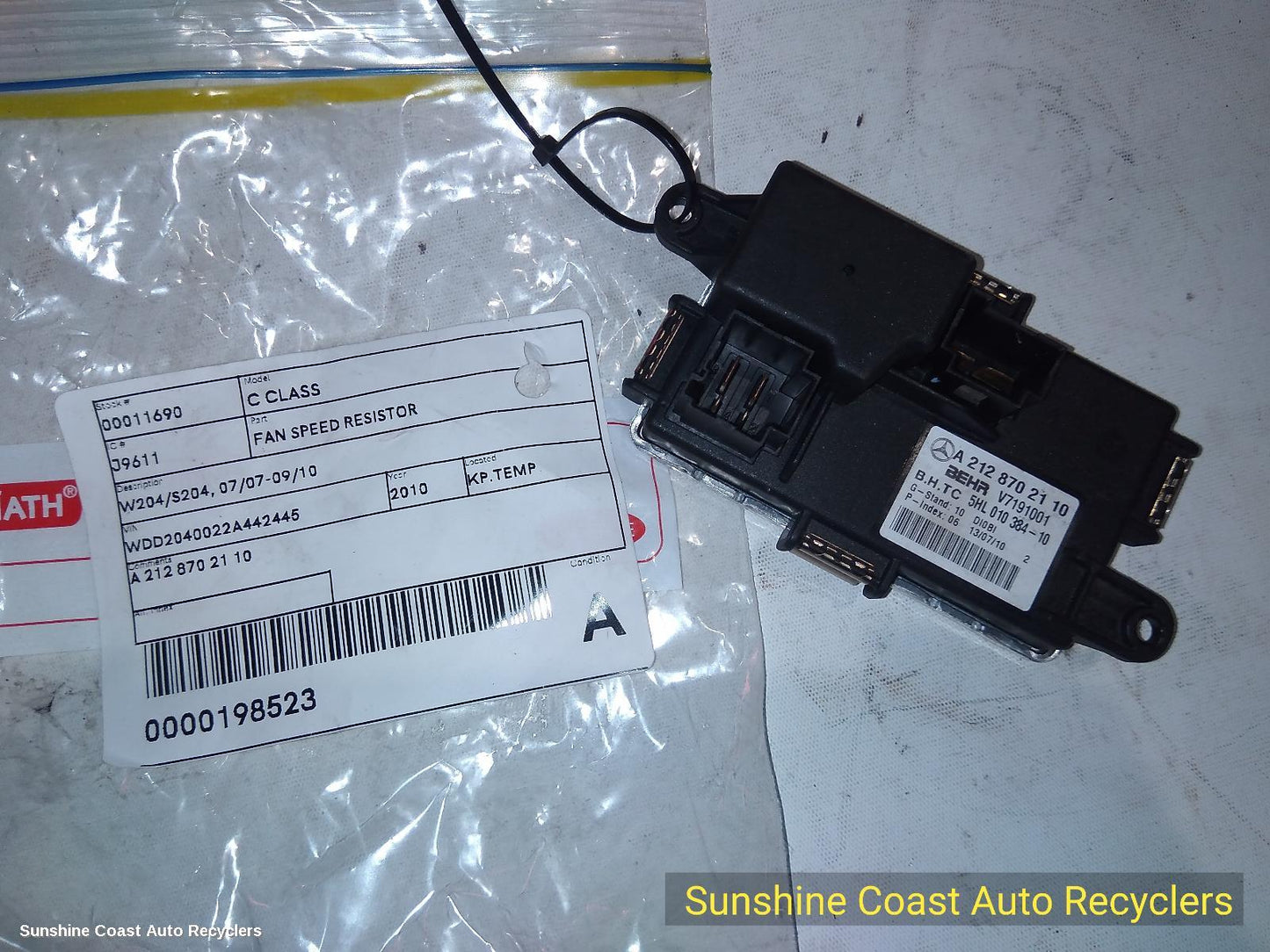 2007-2010 Mercedes C Class Fan Speed Resistor