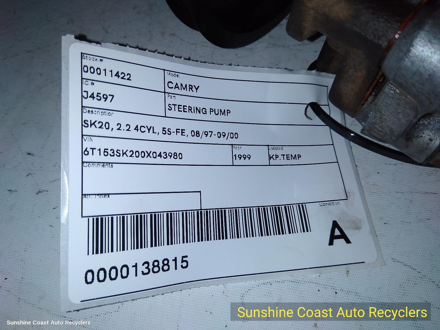 1999 Toyota Camry Steering Pump