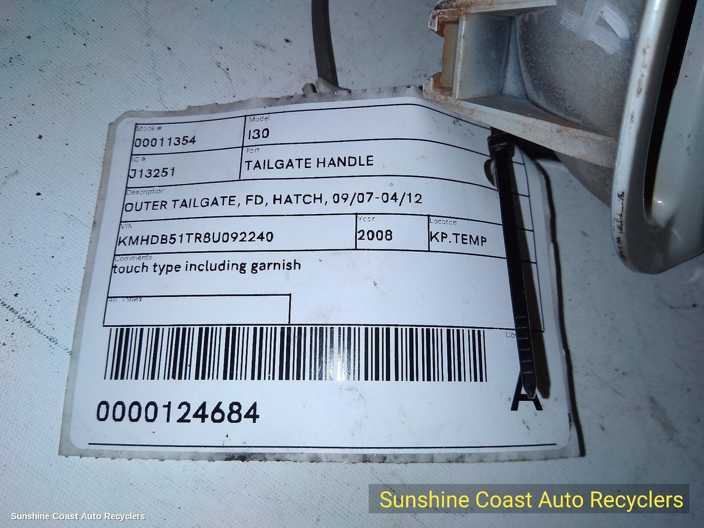 2008 Hyundai I30 Tailgate Handle
