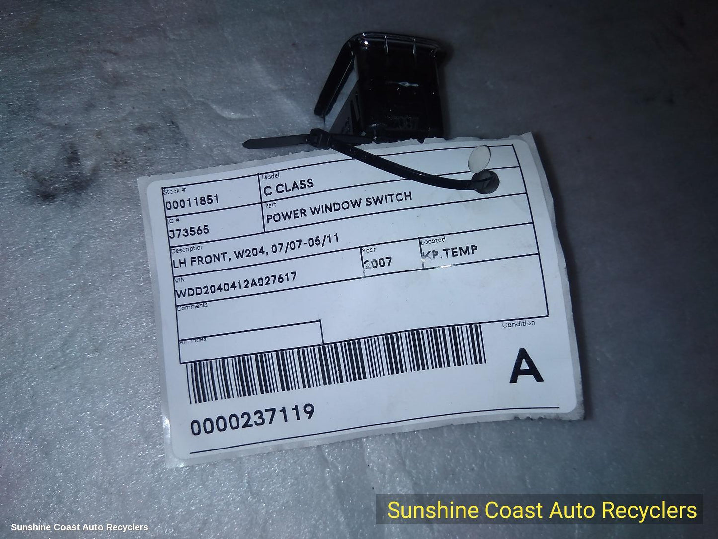 2007 Mercedes C Class Pwr Dr Wind Switch