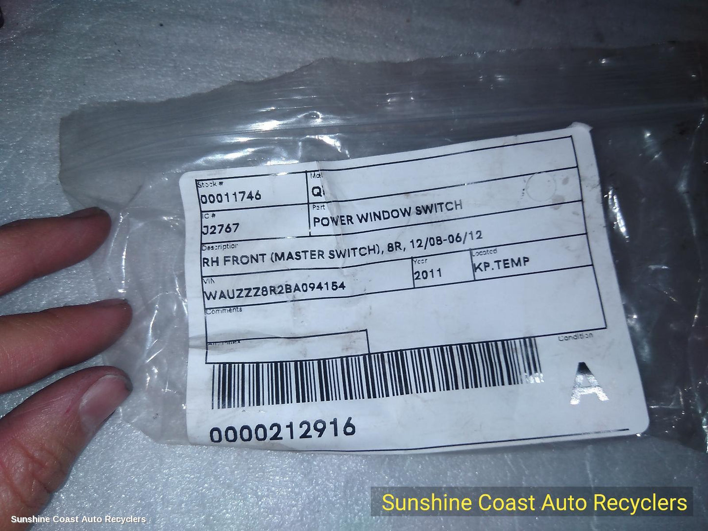 2011 Audi Q5 Pwr Dr Wind Switch
