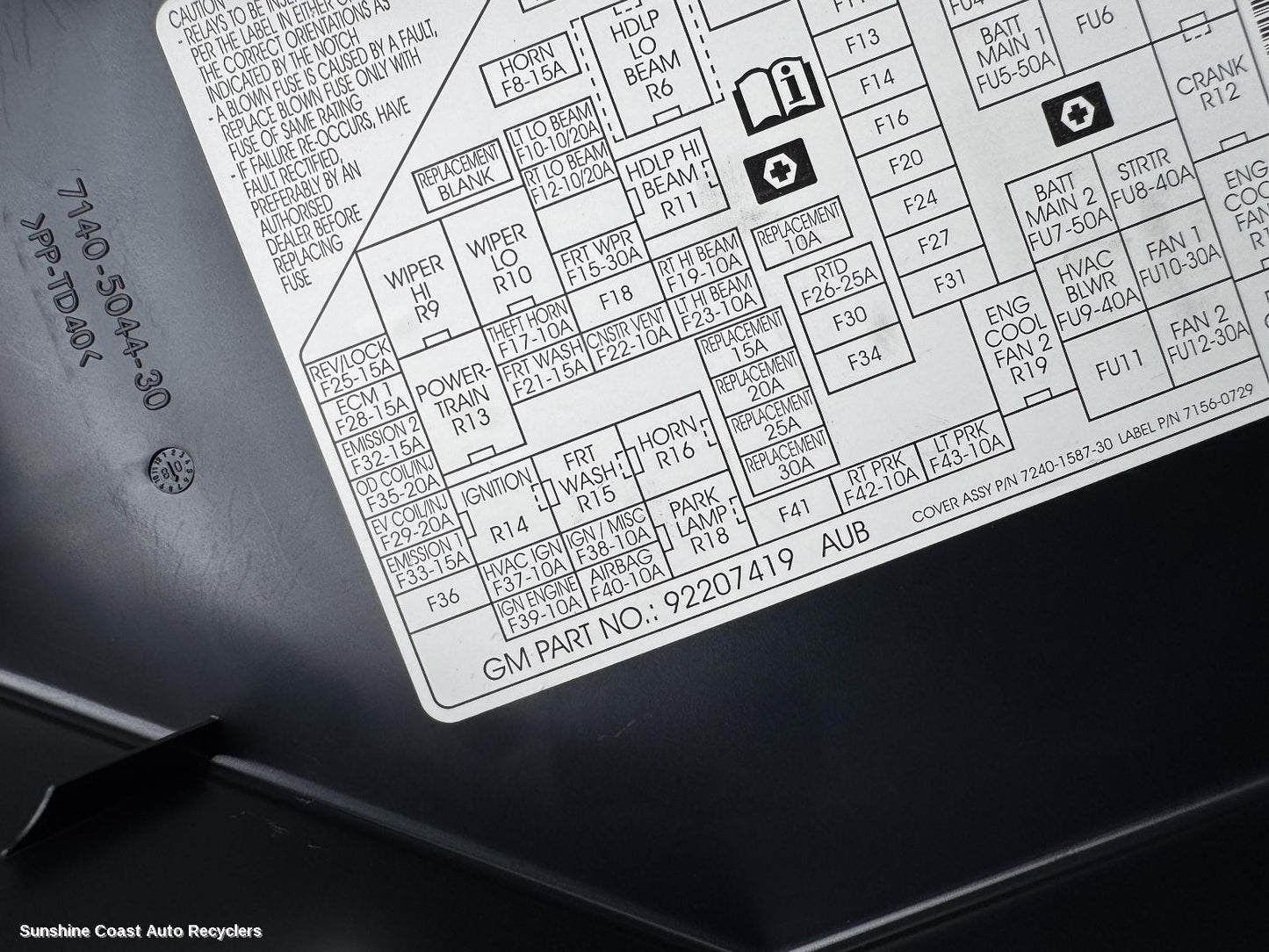 2008 Holden Commodore Fuse Box